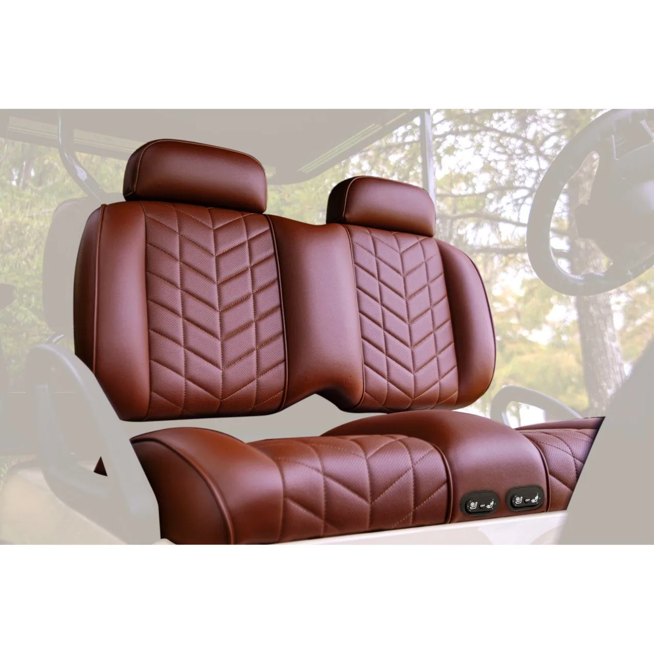 Передние сиденья MadJax Aviator с подогревом и охлаждением Thermaflex, кофейные, для гольфкаров ICON и Yamaha Drive/Drive2, артикул 10-654 — фото 3