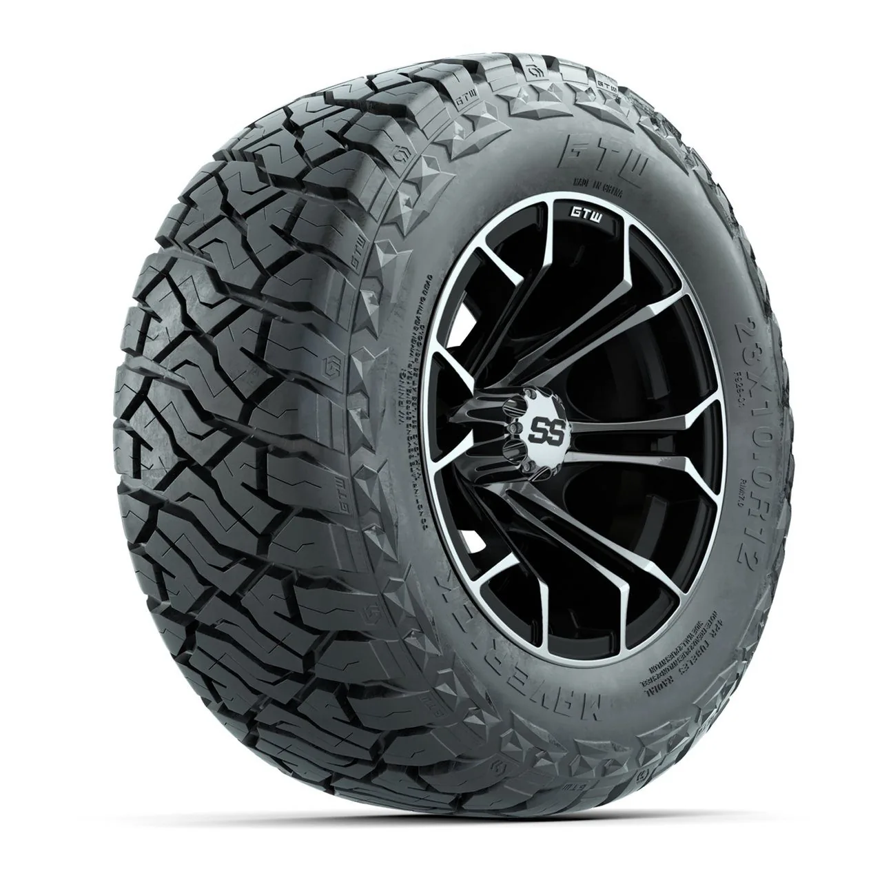 Комплект колёс в сборе: диски GTW Spyder 12", чёрный с проточкой, шины Maverick All-Terrain 23x10.00-R12, артикул A19-1343
