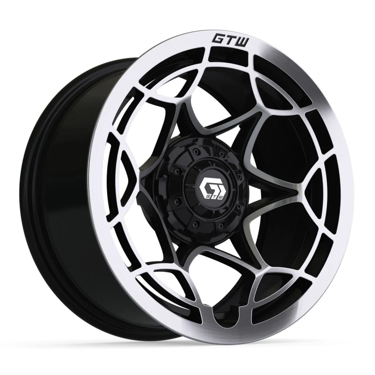 Колёсный диск 14&Prime; GTW&reg; Nexus, глянцевый чёрный с серебристой лицевой частью, артикул 19-392
