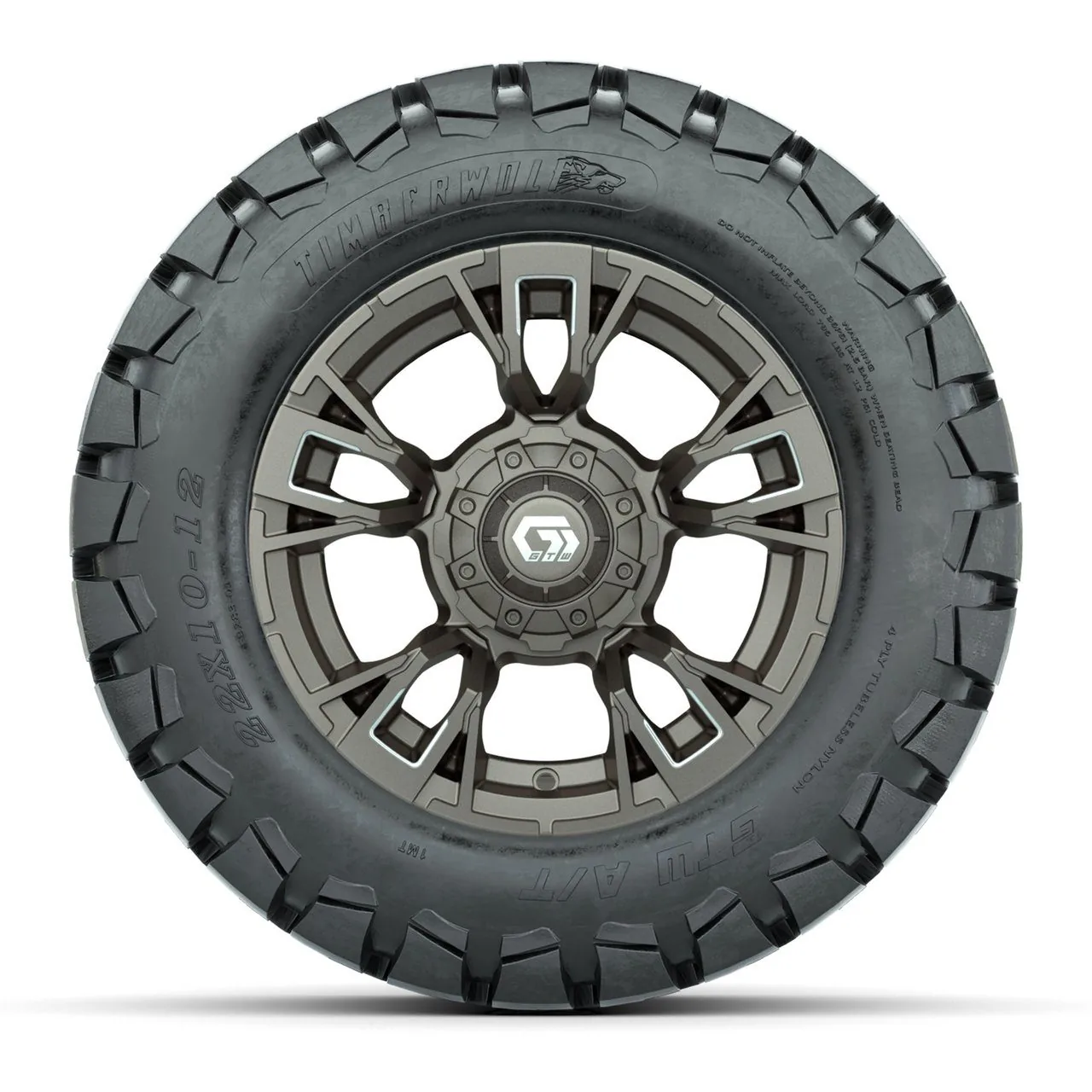 Комплект колёс GTW® Vandal 12” с шинами 22x10-12 Timberwolf, сатиновая бронза с проточкой, для бездорожья, полный набор, артикул A19-1196 — фото 2