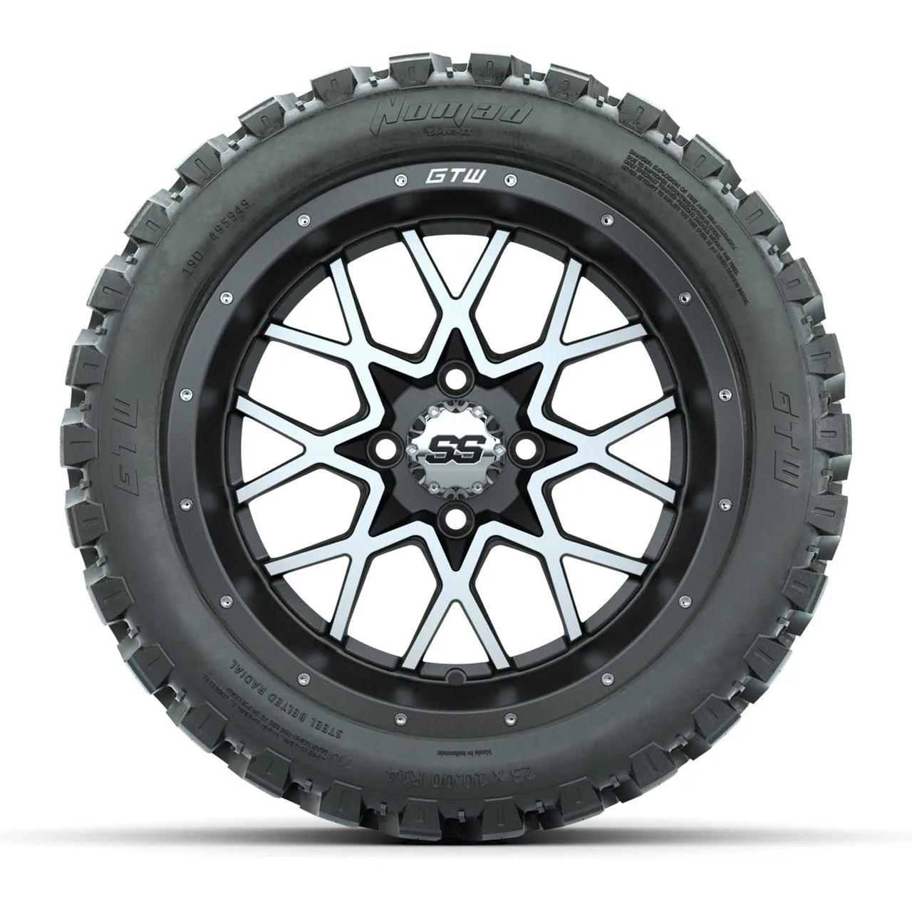 Колёса GTW Vortex 2 14”, матовые серые с проточкой, с шинами 23x10-R14 Nomad Steel Belt Radial All-Terrain, комплект, артикул A19-2448 — фото 2