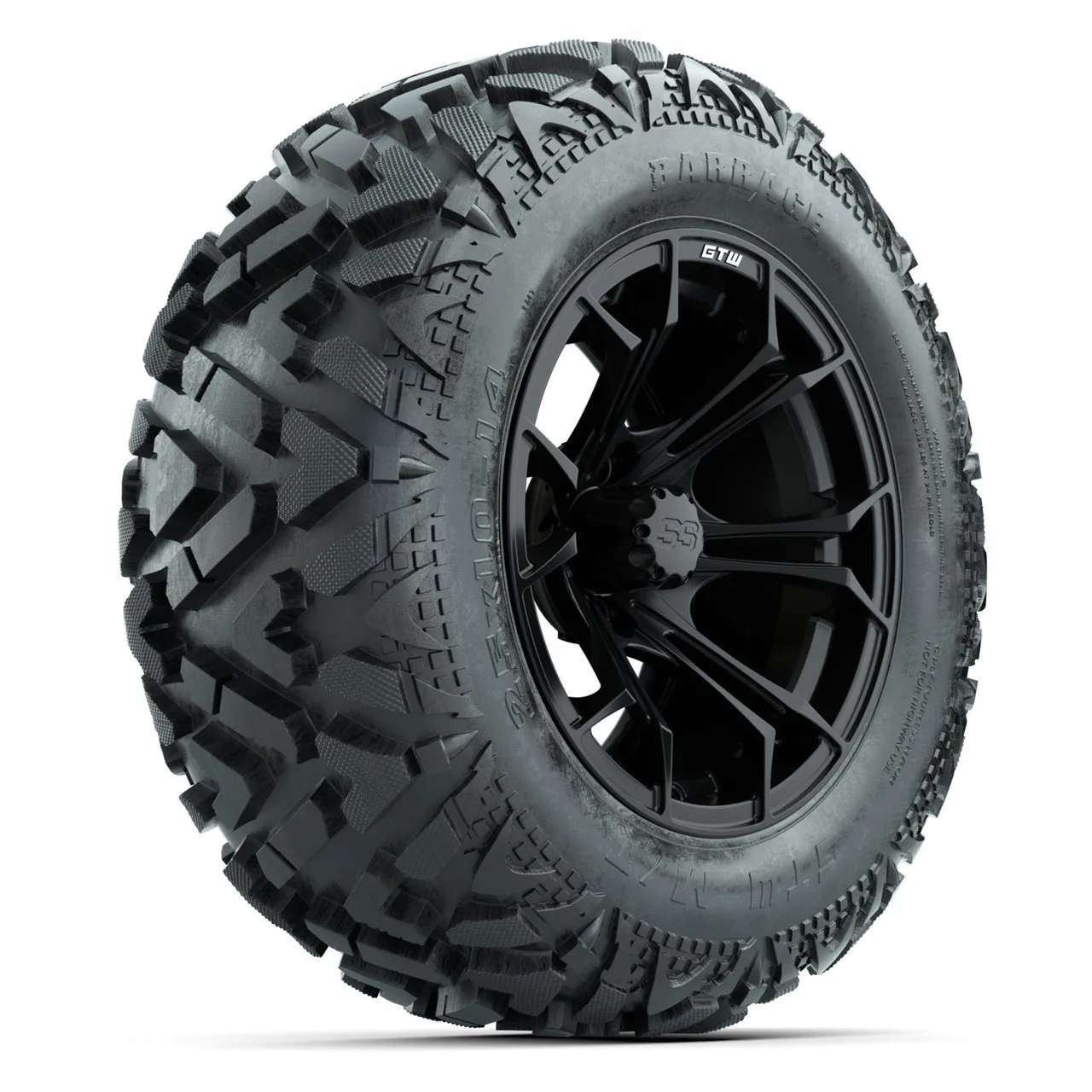 Колёса в сборе с шинами GTW Spyder 14", матовый чёрный, 25x10-14 Barrage Mud, комплект 4 шт., артикул A19-2478