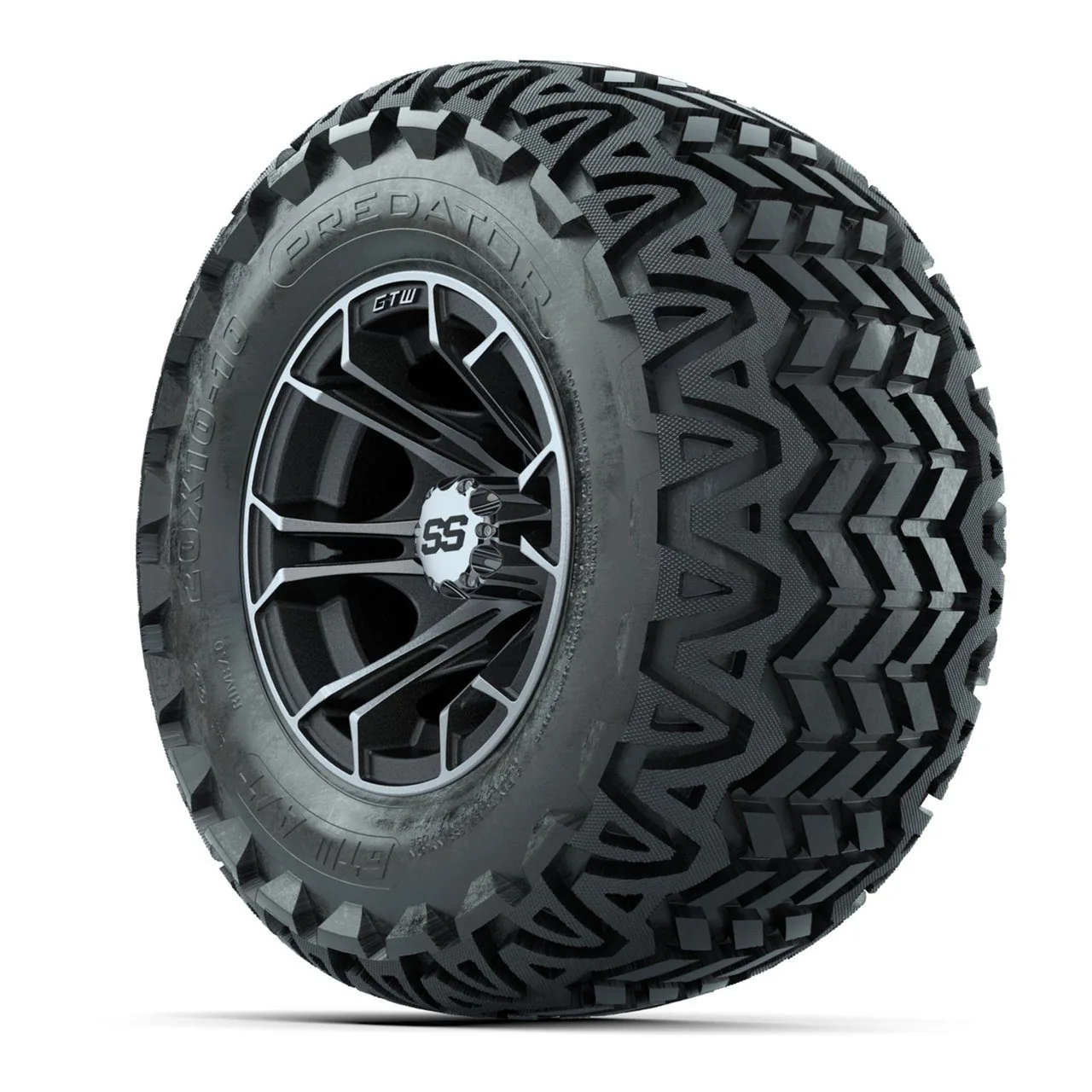 Комплект колёс 10" с шинами 20x10-10 Predator All-Terrain, матовый серый с проточкой, GTW Spyder, артикул A19-1144 — фото 3