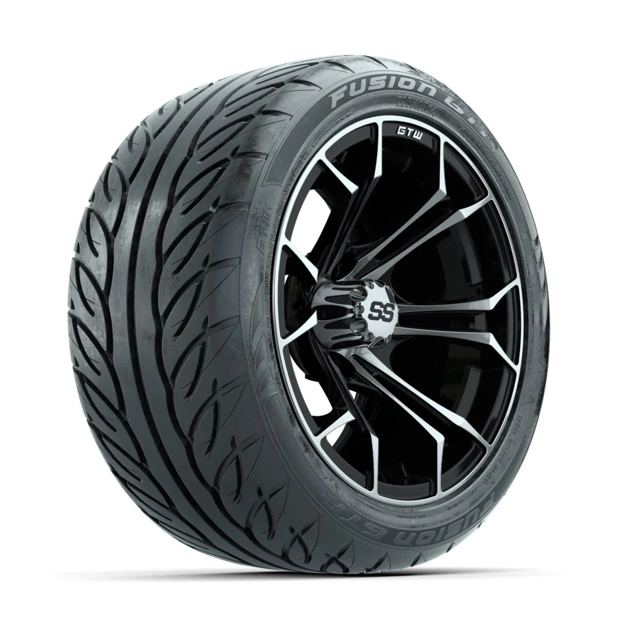 Колёса GTW Spyder 14", шлифованный/чёрный, с шинами 225/40-R14 Fusion GTR Street, комплект, артикул A19-850
