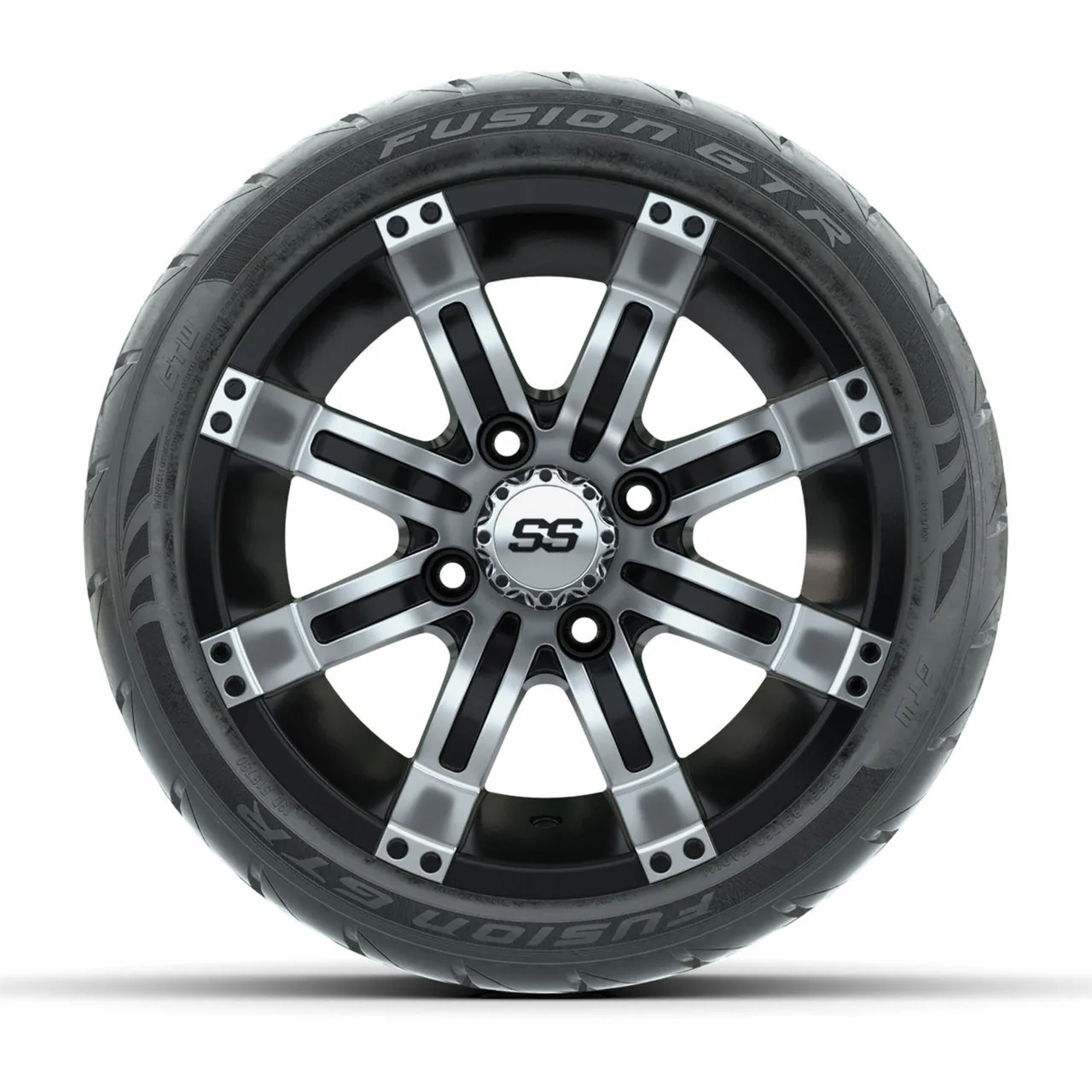 Колёса GTW Tempest 12", чёрные с обработкой, с дорожными шинами Fusion GTR, комплект 4 шт., артикул A19-282 — фото 2