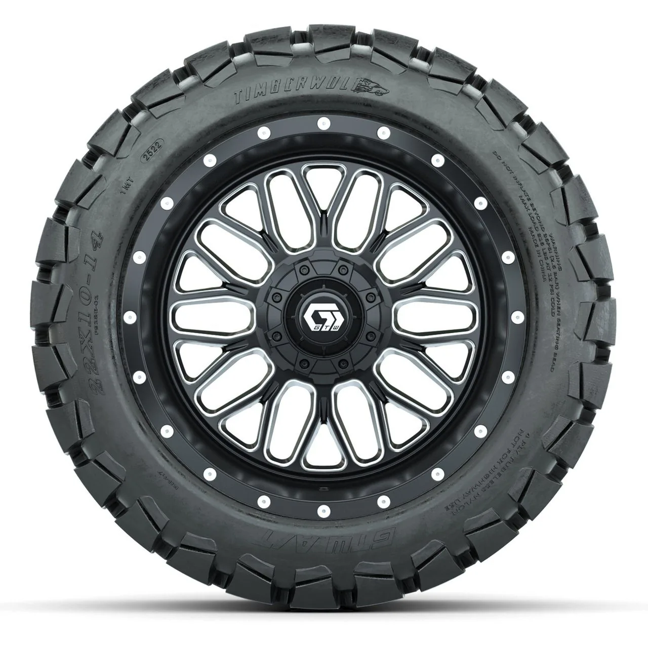 Колёса GTW Helix 14" (чёрные с проточкой) с шинами 22X10-14 Timberwolf All-Terrain, полный комплект, артикул A19-2259 — фото 2