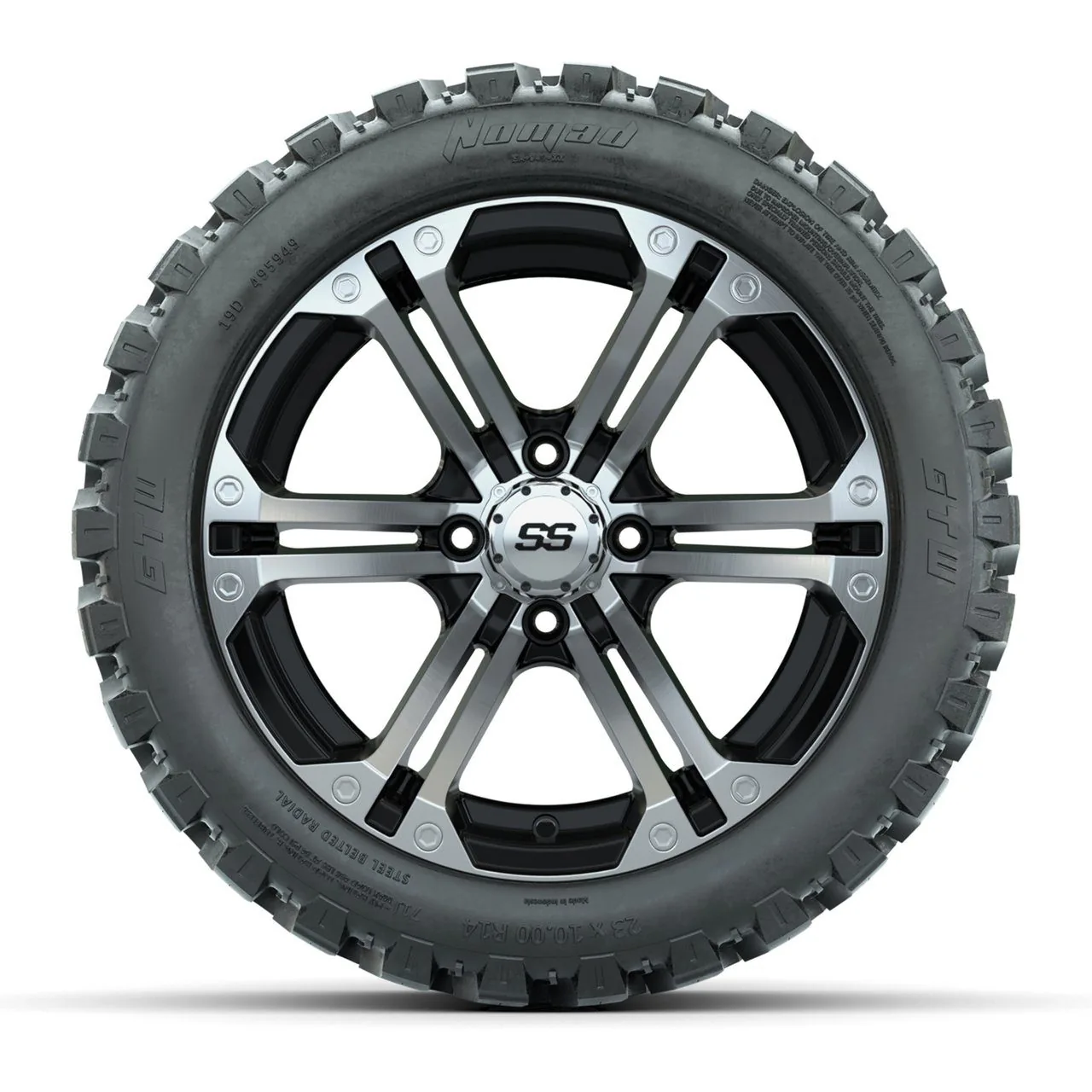 Колёса GTW Specter 14" (чёрные с проточкой) с шинами 23X10-R14 Nomad Steel Belt Radial All-Terrain, полный комплект, артикул A19-2299 — фото 2