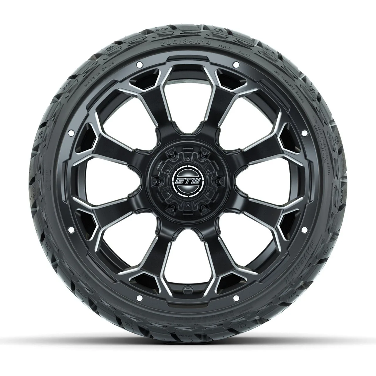 Комплект колёс в сборе: диски GTW Raven 14", матовый чёрный, низкопрофильные шины Maverick All-Terrain 205/35-R14, артикул A19-1380 — фото 2