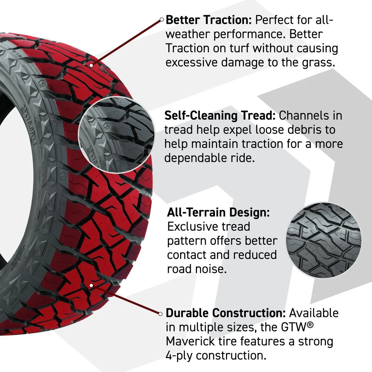 Комплект колёс в сборе: диски GTW Barricade 15", глянцевый чёрный, шины Maverick All-Terrain 23x10.00-R15, артикул A19-1337 — фото 9