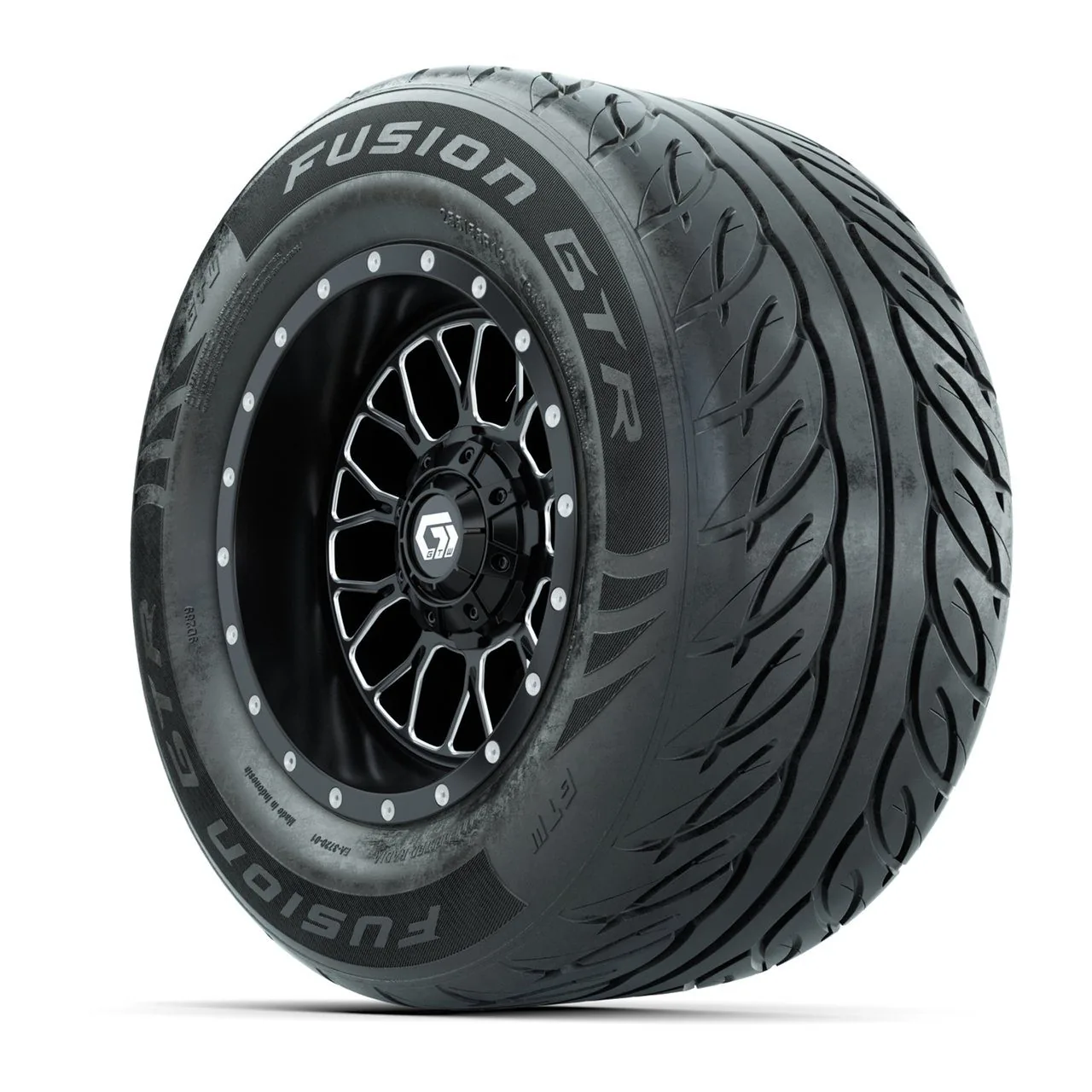 Комплект колёс 12" GTW Helix с радиальными шинами 255/55-R12 Fusion GTR Steel Belt Radial Street, чёрные с проточкой, артикул A19-1733 — фото 3
