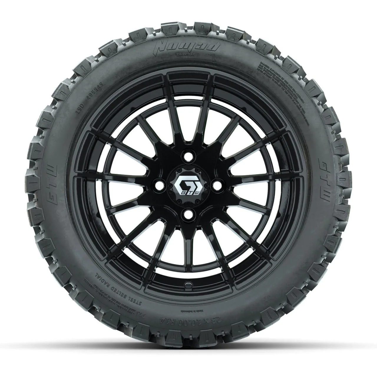 Колёса GTW Boost Gloss Black 14" с шинами 23x10-R14 Nomad Steel Belt Radial All-Terrain, полный комплект, артикул A19-2317 — фото 2