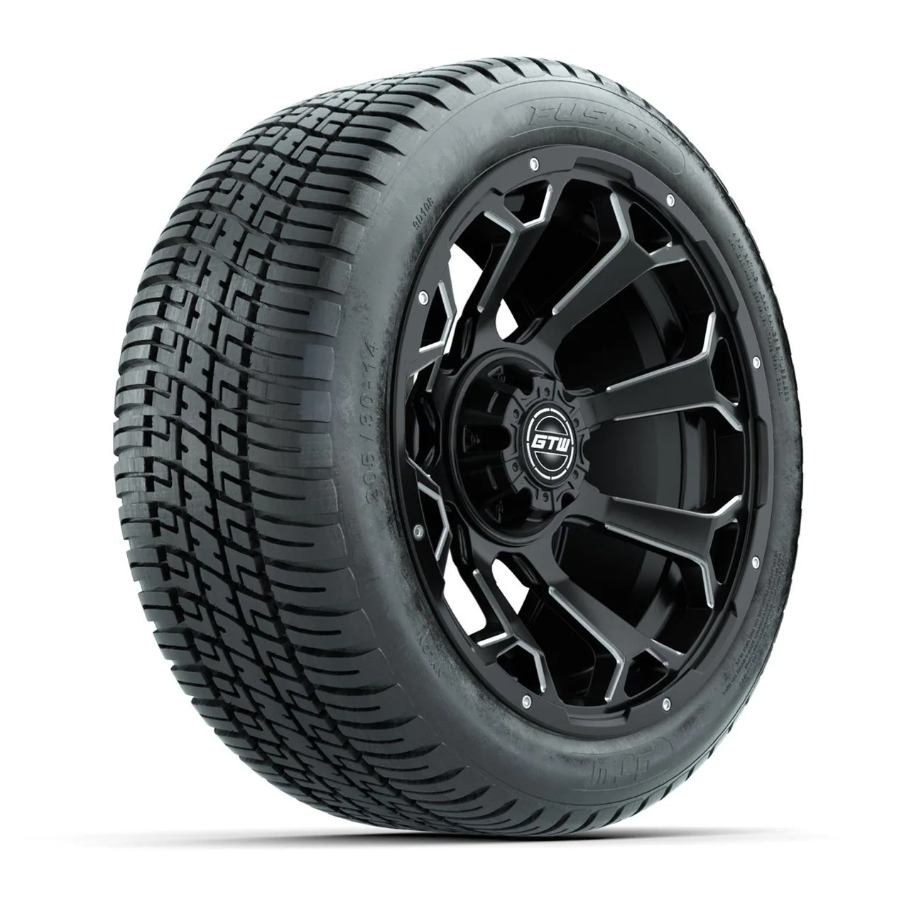 Колёса GTW Raven 14”, матовые чёрные Ball Milled, с шинами 205/30-R14 Fusion Street, комплект, артикул A19-2425