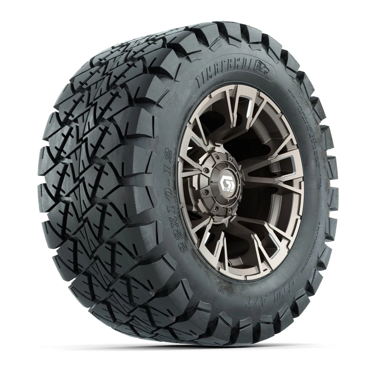 Комплект колёс GTW® Vandal 12” с шинами 22x10-12 Timberwolf, сатиновая бронза с проточкой, для бездорожья, полный набор, артикул A19-1196
