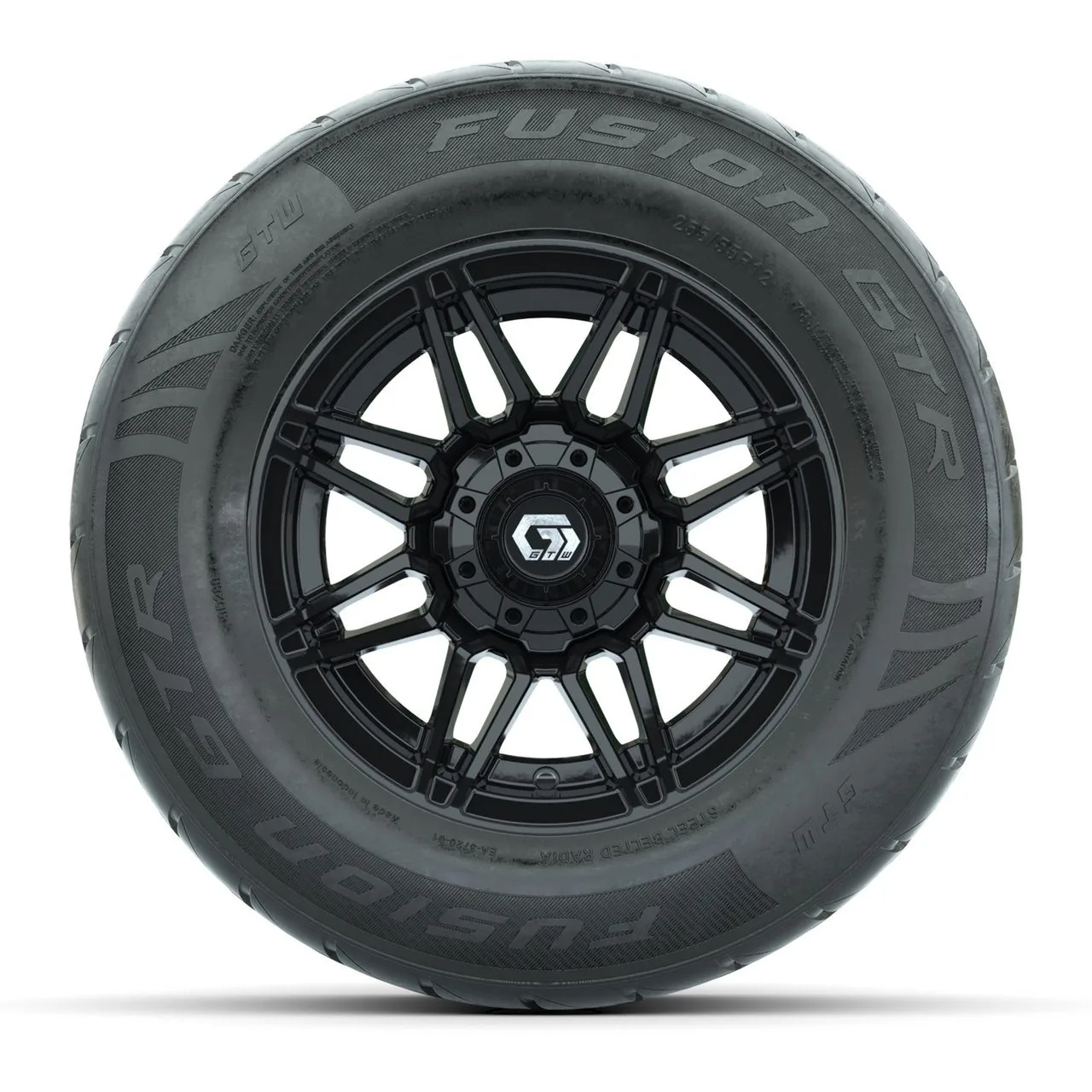 Комплект колёс GTW® Stealth 12", чёрные с проточкой, с шинами 255/55-R12 Fusion GTR Steel Belt Radial Street — 4 шт., артикул A19-1926 — фото 2