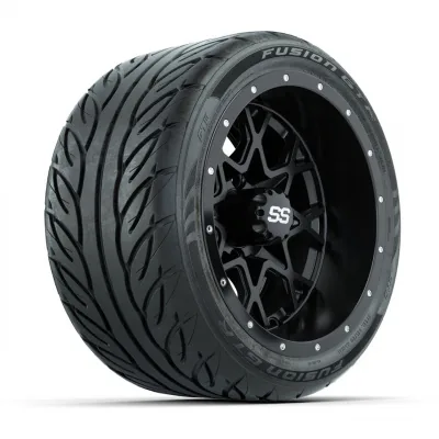 Комплект колёс GTW® Vortex 2 12", матовые чёрные, с шинами 215/40-R12 Fusion GTR Steel Belt Radial Street — 4 шт., артикул A19-1956