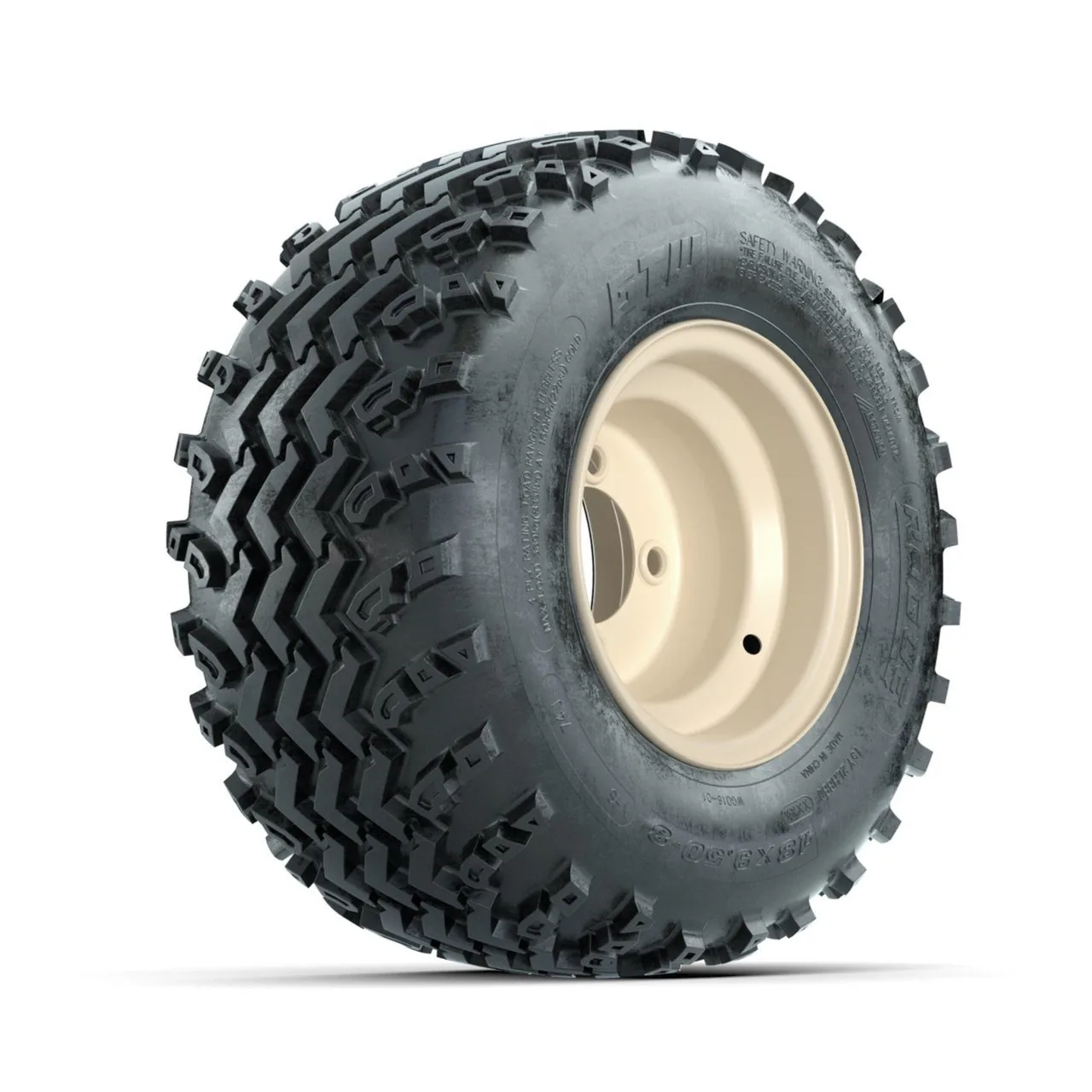 Комплект колёс и шин: стальные диски GTW Yamaha Ivory центрированные 8", шины Rogue All-Terrain 18x9.50-8, артикул A19-907