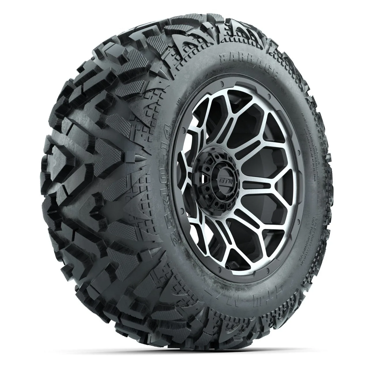Колёса GTW Bravo 14”, матовые серые с проточкой, с шинами 25x10-14 Barrage Mud, комплект, артикул A19-2423