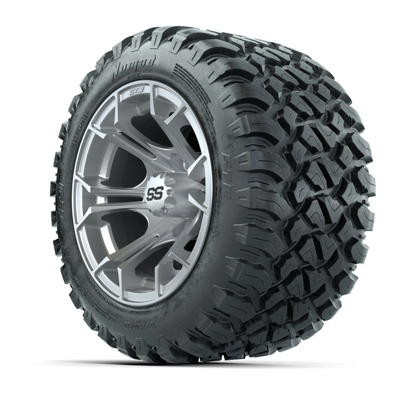 Комплект колёс 12" GTW Spyder с шинами 22X11-R12 Nomad Steel Belt Radial All-Terrain, Silver Brush, артикул A19-1765 — фото 3